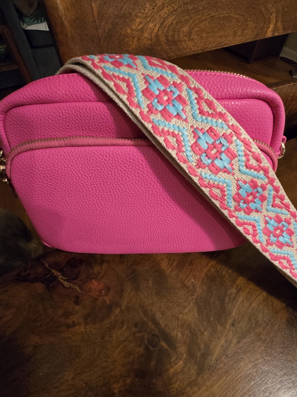 Pink Crossbody bag with Fabric Strap -Brand new!